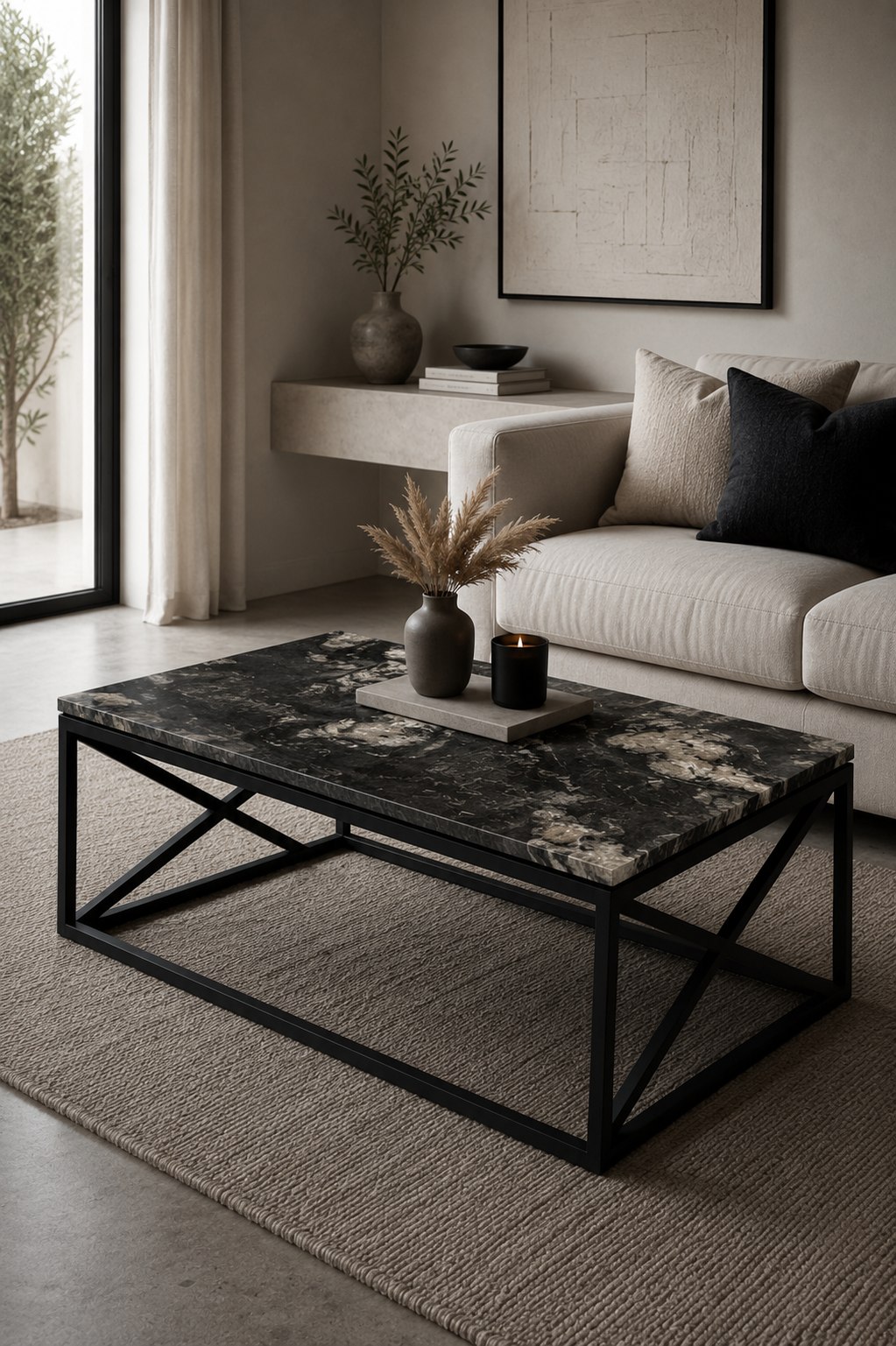 Midnight Moon Titanium Black Granite lounge table, Auckland