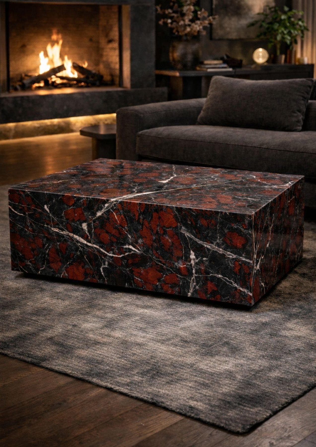 Rosso Africano marble coffee table plinth, Auckland